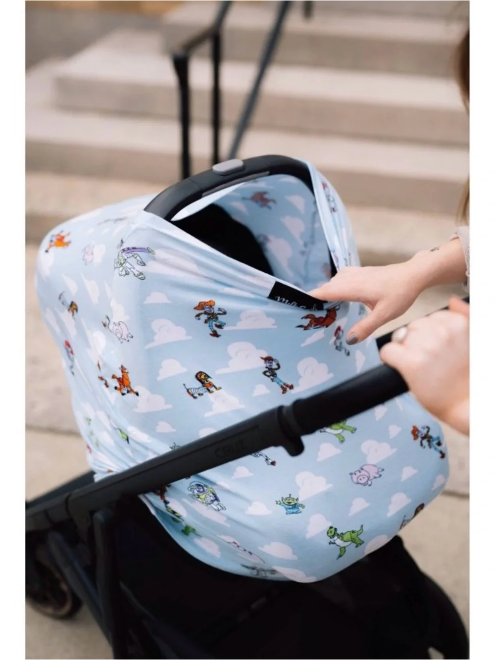 Light Blue Kids Nursing Cover with Toy Story Characters